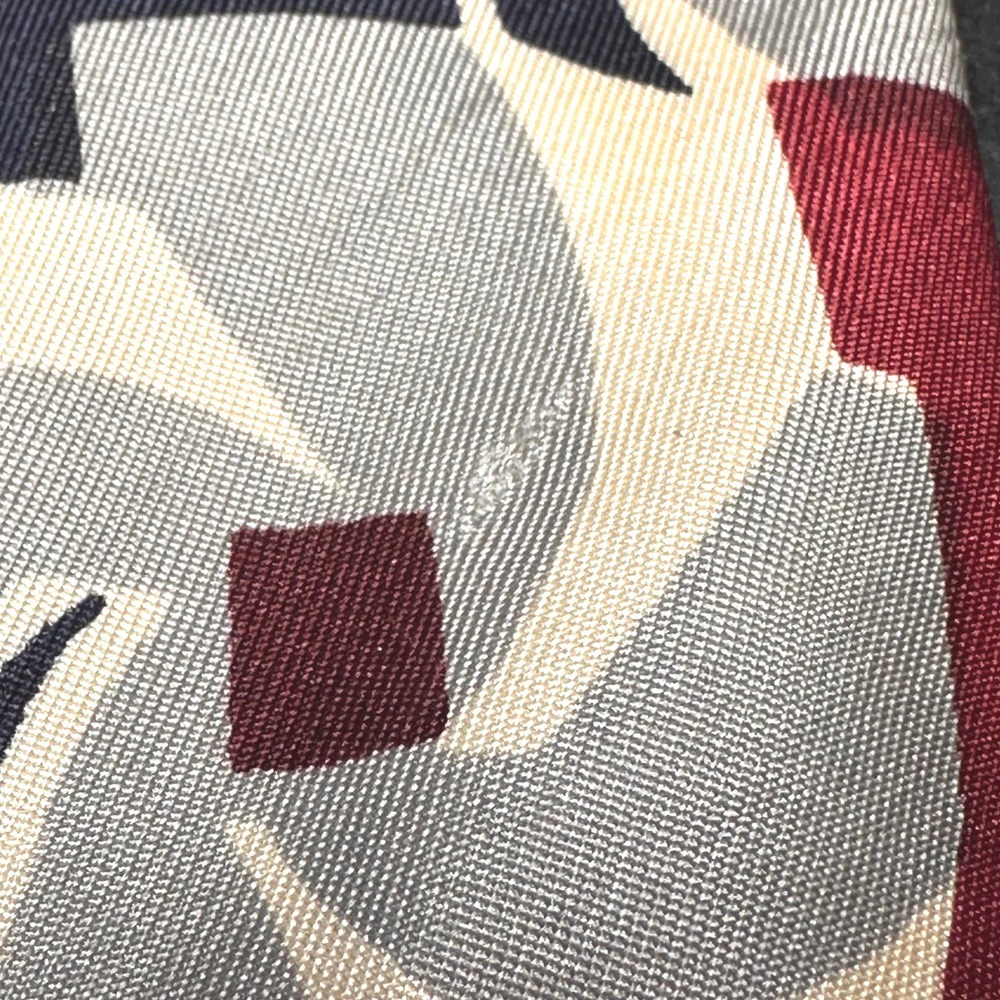 Vintage 70's Charlaine Silk Necktie Burgundy Navy Blue Geometric Abstract Wide - Picture 6 of 6